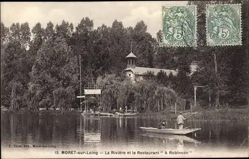 Ak Moret Seine et Marne, La Riviere, Le Restaurant A Robinson