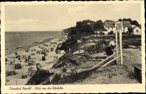 Ak Rewal Rewahl Pommern, Strand von der Uferhöhe