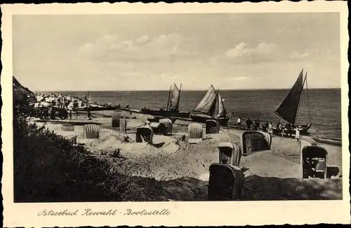 Ak Rewal Rewahl Pommern, Strand, Bootsstelle