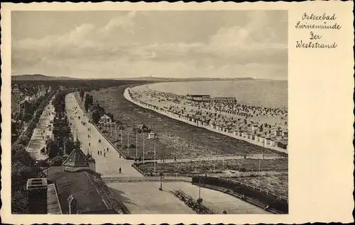 Ak Świnoujście Swinemünde Pommern, Weststrand, Promenade