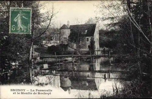 Ak Brunoy Essonne, Moulin de Rochopt, La Passerelle