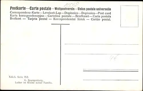 Künstler Ak Spangenberg, G., Luther im Kreise seiner Familie, Kachelofen