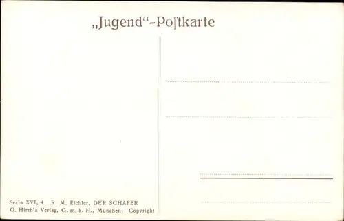 Jugendstil Künstler Gedicht Ak Eichler, Der Schäfer, Hirt mit Herde