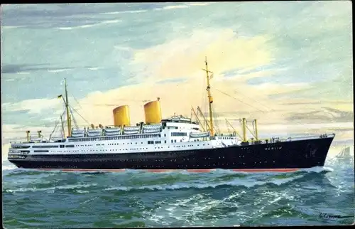 Künstler Ak Dampfschiff MS Berlin, Norddeutscher Lloyd Bremen, Passagierschiff