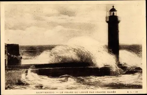 Ak Saint Brieuc Côtes d'Armor, Le Phare du Legue par Grande Maree