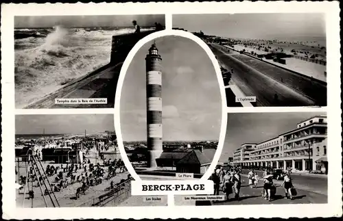 Ak Berck Plage Pas de Calais, Phare, Plage, Promenade