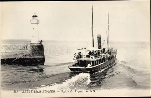 Ak Belle Ile en Mer Morbihan, Sortie du Vapeur