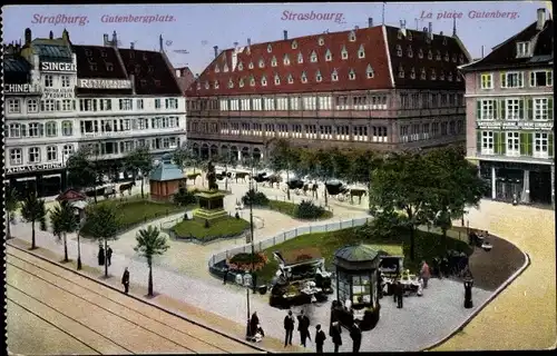 Ak Strasbourg Straßburg Elsass Bas Rhin, Gutenbergplatz