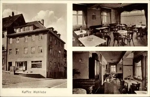 Ak Leisnig in Sachsen, Konditorei und Kaffee Wohllebe, Innenansicht