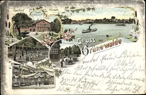 Litho Grünewalde Schönebeck an der Elbe, Gasthof zum braunen Hirsch