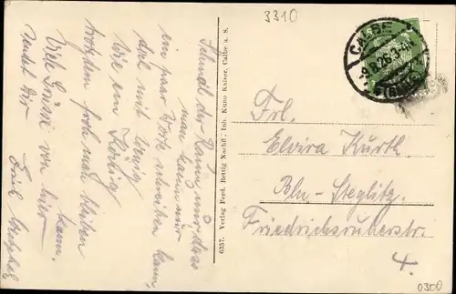 Passepartout Ak Calbe an der Saale, Teilansicht mit Hexenturm