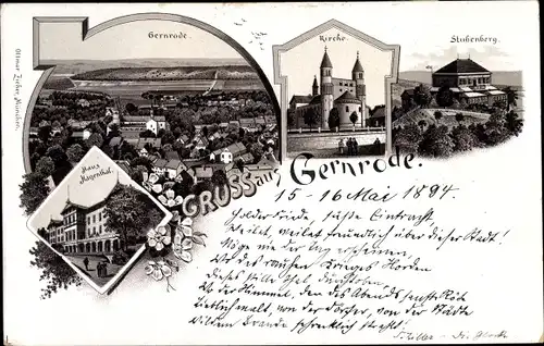 Litho Gernrode Quedlinburg im Harz, Kirche, Stubenberg