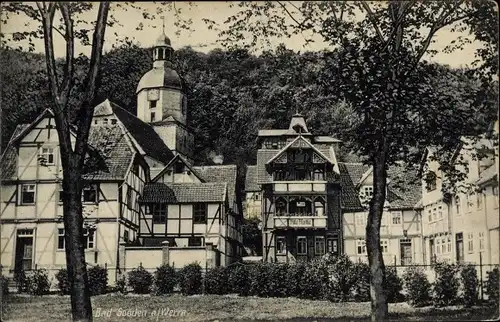 Ak Bad Sooden Allendorf in Hessen, Fachwerkhäuser, Kirche