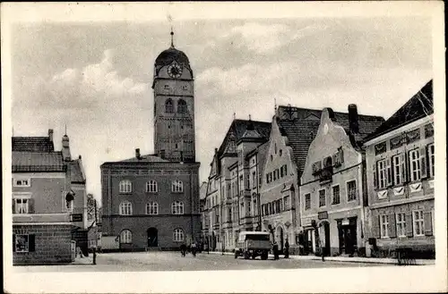 Ak Erding in Oberbayern, Straßenpartie, Rathaus