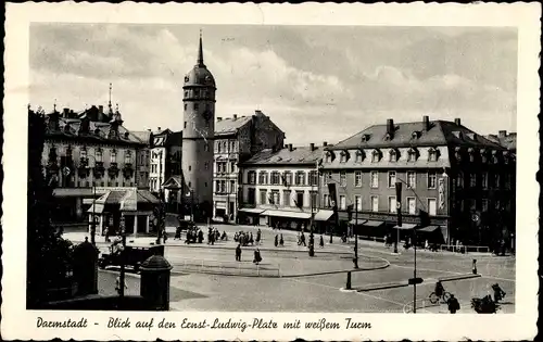 Ak Darmstadt in Hessen, Ernst Ludwig Platz, Weißer Turm
