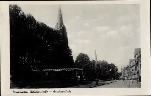 Ak Neumünster in Holstein,Christianstraße, Anscharkirche