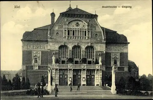 Ak Hansestadt Kiel, Stadttheater, Eingang