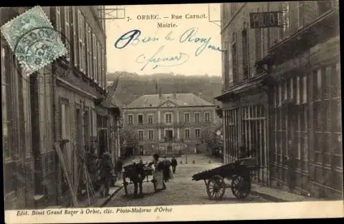 Ak Orbec Calvados, Rue Carnot, Mairie