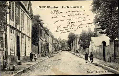 Ak Orbec Calvados, Rue de la Republique