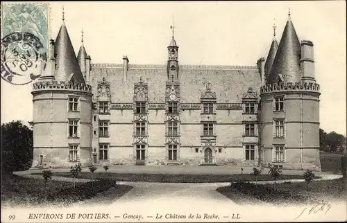 Ak Gençay Vienne, Le Chateau de la Roche