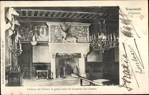 Ak Vouneuil Vienne, Chateau de Chistre, le grand salon de reception des chasses