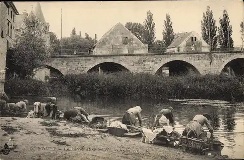 Ak Moret Seine et Marne, Le Lavoir, Le Pont