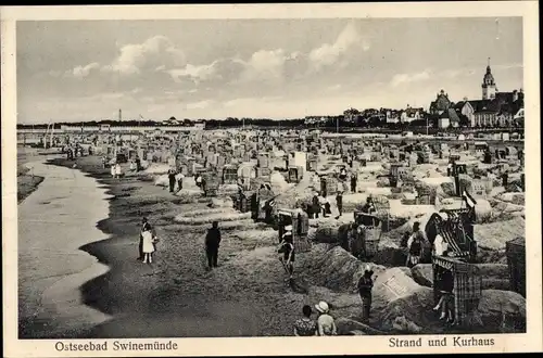 Ak Świnoujście Swinemünde Pommern, Strand, Kurhaus