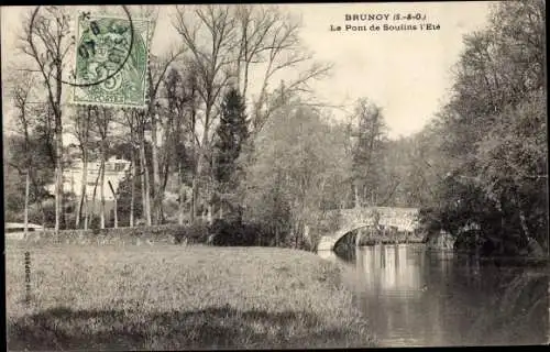 Ak Brunoy Essonne, Le Pont du Soulins l'Ete