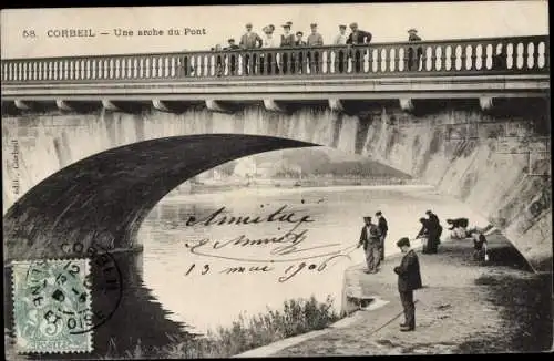 Ak Corbeil Essonne, Une arche du Pont