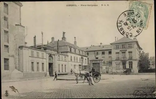 Ak Corbeil Essonne, Place Galignani