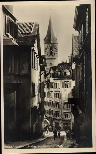 Ak Zürich Stadt, Pfalzgasse, St. Peter, Turmuhr