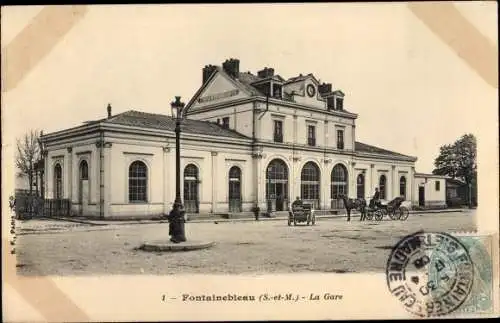 Ak Fontainebleau Seine et Marne, La Gare