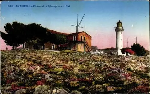 Ak Antibes Alpes Maritimes, Phare et Semaphore