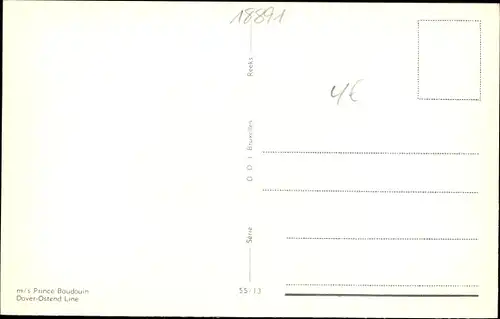 Ak Dover Ostend Line, Fährschiff MS Prince Baudouin