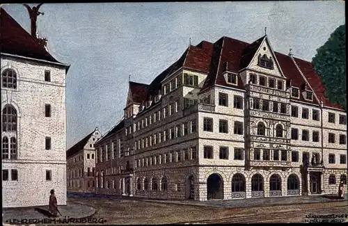 Künstler Ak Nürnberg in Mittelfranken, Lehrerhaus, Hotel Deutscher Hof, Lehrerheim