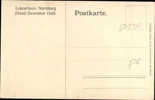 Künstler Ak Nürnberg in Mittelfranken, Lehrerhaus, Hotel Deutscher Hof, Lehrerheim