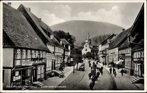 Ak Bad Grund im Harz, Osteröderstraße, Rinderherde, Geschäfte