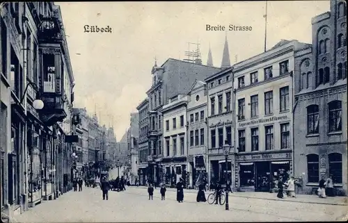 Ak Lübeck in Schleswig Holstein, Breite Straße, Geschäfte