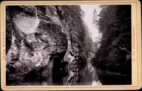 Kabinettfoto Hřensko Herrnskretschen Elbe Region Aussig, Edmundsklamm, Kamnitzklamm