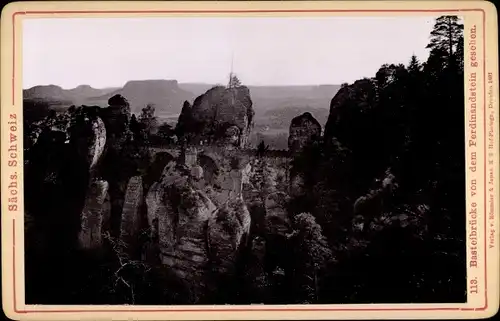 Kabinettfoto Lohmen Sächsische Schweiz, Basteibrücke, Ferdinandstein