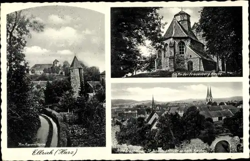 Ak Ellrich Harz Thüringen, Frauenberg Kirche, Ravensturm, Blick auf den Ort