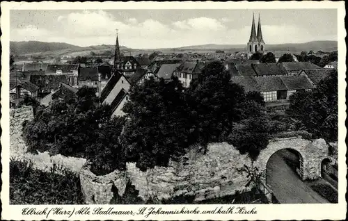 Ak Ellrich Harz Thüringen, Alte Stadtmauer, St. Johanniskirche, katholische Kirche