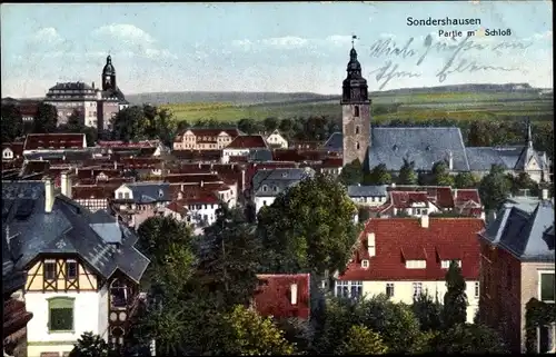 Ak Sondershausen im Kyffhäuserkreis Thüringen, Partie mit Schloss