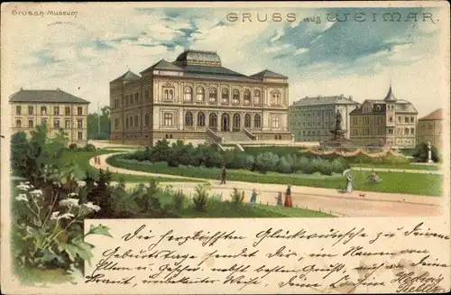 Litho Weimar in Thüringen, Großherzogliches Museum, Parkanlagen, Denkmal