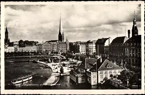 Ak Hamburg Mitte Altstadt, Jungfernstieg, Alsterdamm