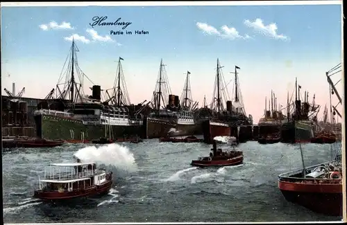 Ak Hamburg Mitte Altstadt, Hafen, Dampfer