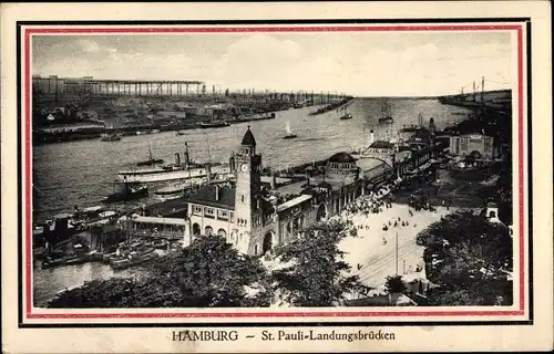 Passepartout Ak Hamburg St Pauli, Landungsbrücken