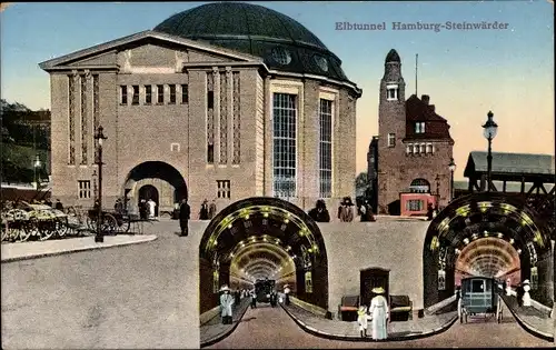 Ak Hamburg Mitte Steinwerder, Elbtunnel