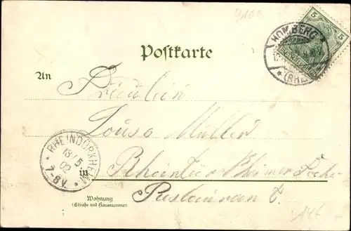 Litho Homberg Ruhrort Duisburg im Ruhrgebiet, Rheinbrücke