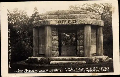 Ak Markranstädt in Sachsen, Kriegerdenkmal 1. WK